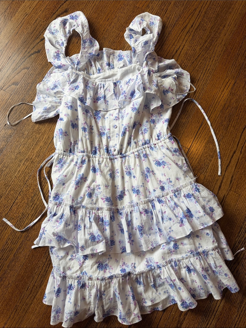 LoveShackFancy /Target Collab White  Tiered Sundress with floral Print women’s L